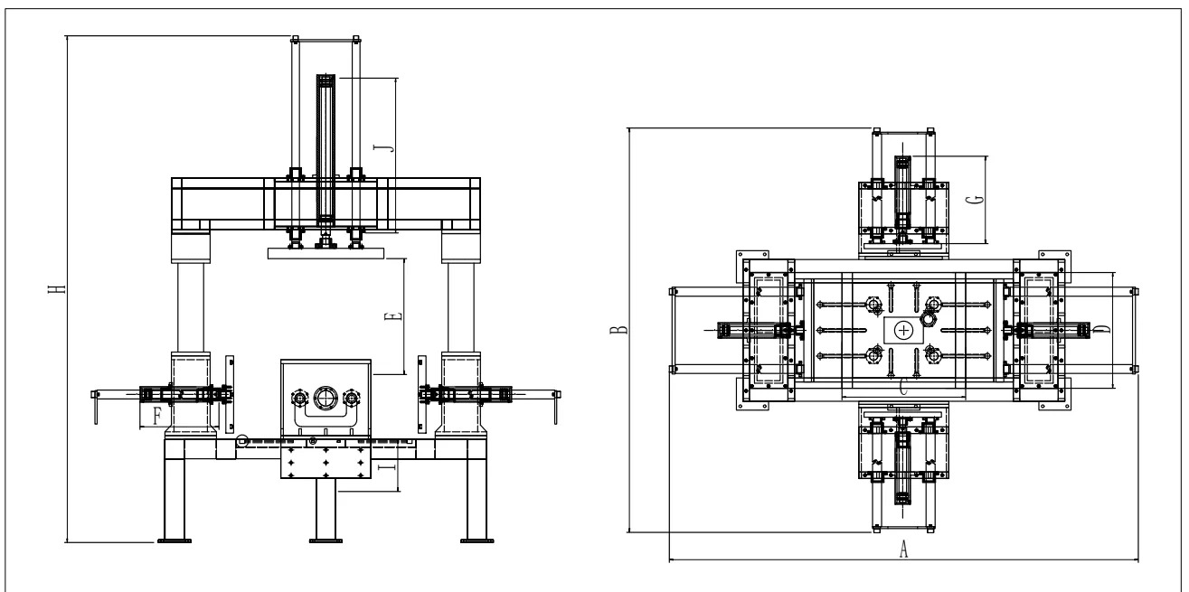 Máquina de fundição por gravidade com seis aberturas e fechamentos